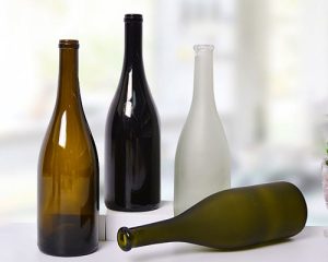 Empty Frosted Glass Wine Bottles