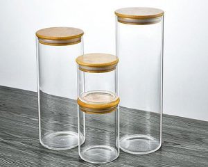 Round Clear Glass Jars With Bamboo Lids