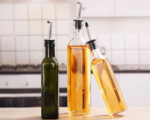 250ml 500ml 750ml 1L Dark Square Glass Oil Bottles