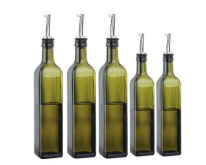 Square Green Glass Oil Bottles