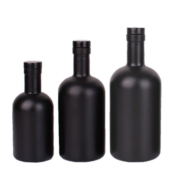 Best Black Frosted Glass Vodka Bottle 200ml 1L