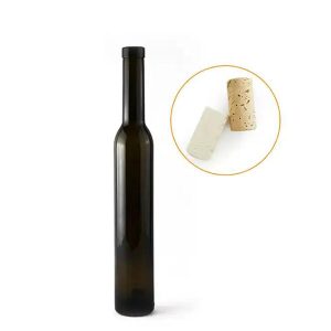 Black Glass Ice Wine Bottle with Cork Stopper