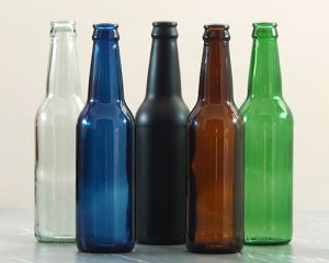 Blue Glass Beer Bottle
