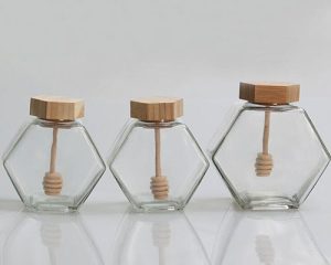 Glass Honey Jars With Wooden Dippers