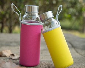 Glass Water Bottle With Rubber Sleeve