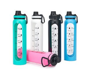 Glass Water Bottle With Sports Cap