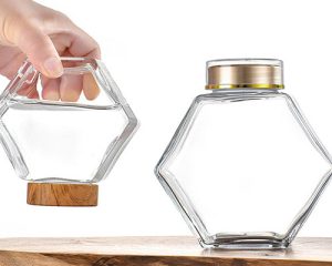 Hexagon Honey Glass Jars