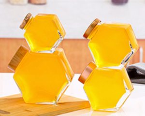 Hexagon Jars With Gold Lids