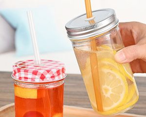 Mason Jar Drinking Glasses With Lids And Straws