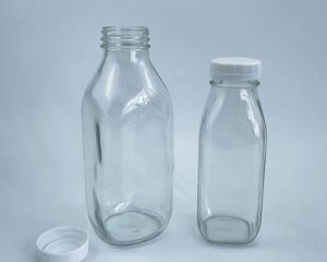 Square Glass Milk Bottles With Screw Lids