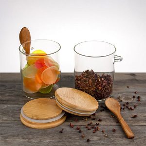Bamboo Lid Jars With Spoon
