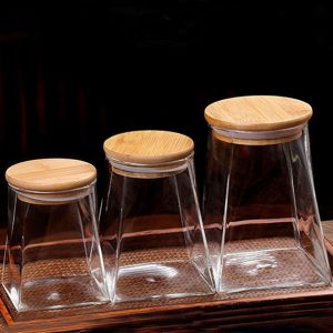 Clear Glass Storage Jars With Bamboo Lids