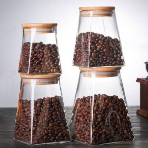 Coffee Bean Storage Jars With Bamboo Lids