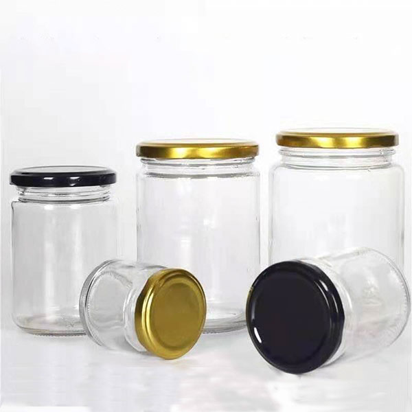 Empty Round Glass Honey Jars