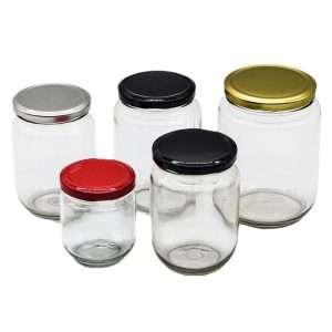 Empty Round Glass Honey Jars