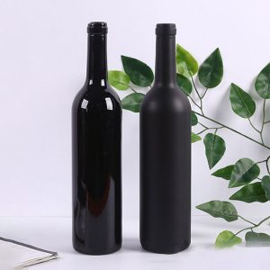 Frosted Black Glass Wine Bottle