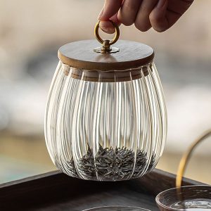 Glass Food Storage Jar With Bamboo Lid and Handle