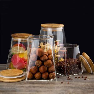 Glass Kitchen Storage Jars With Bamboo Lids