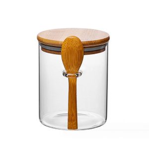 Glass Storage Jar With Lid and Spoon