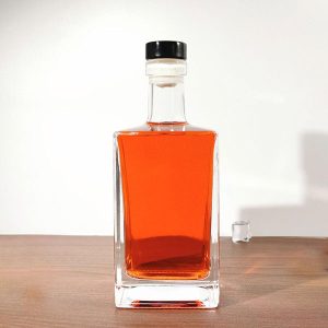 Square Glass Liquor Bottle with T Stopper