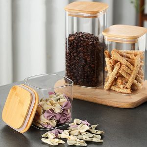 Square Jars With Bamboo Lids