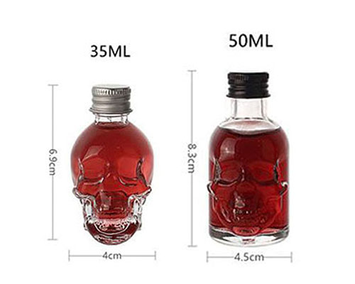 Mini Glass Alcohol Skull Bottles