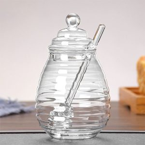 Empty Honey Jar With Dipper