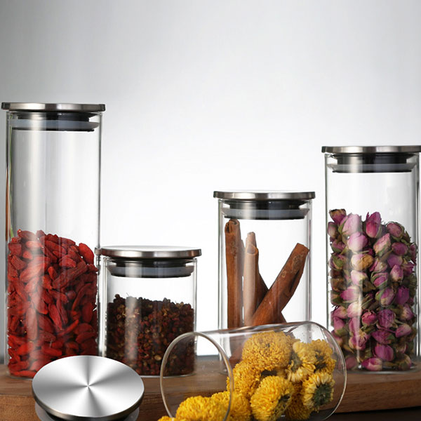 Glass Food Storage Jars with Stainless Steel Lids