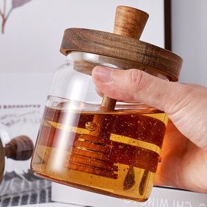 Glass Honey Jar With Dipper