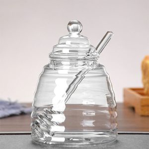 Glass Honey Pot Jar With Dipper
