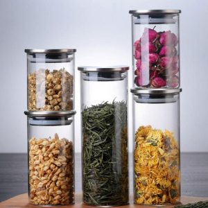 Glass Storage Jars with Stainless Steel Lids