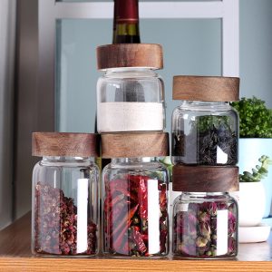 Glass Spice Jars With Wooden Lids