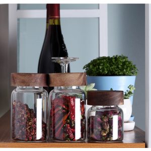 Glass Spice Jars With Wooden Lids