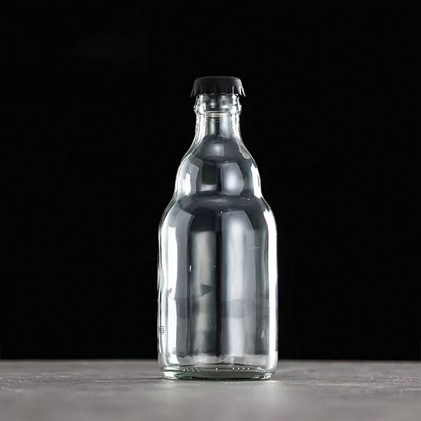 Clear Glass Beer Bottle with Cap