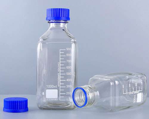 Clear Square Glass Reagent Bottles