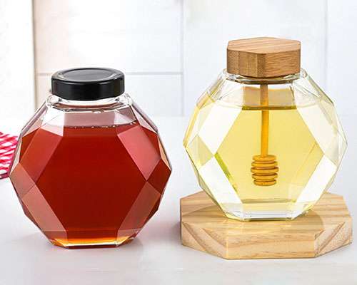 Hexagon Honey Jars With Dipper