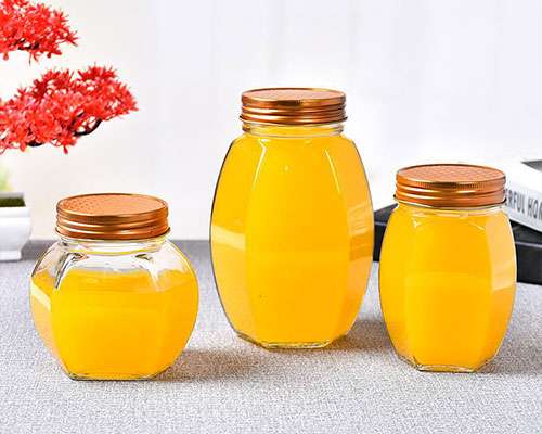 Hexagonal Glass Honey Jars