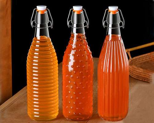 Ribbed Glass Bottles with Flip Top