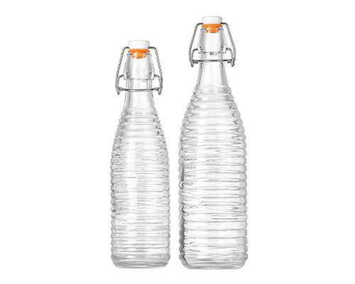 Ribbed Glass Bottles with Swing Top Lids