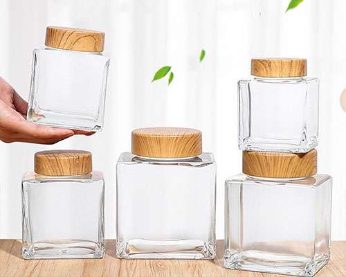 Square Empty Glass Jars With Lids