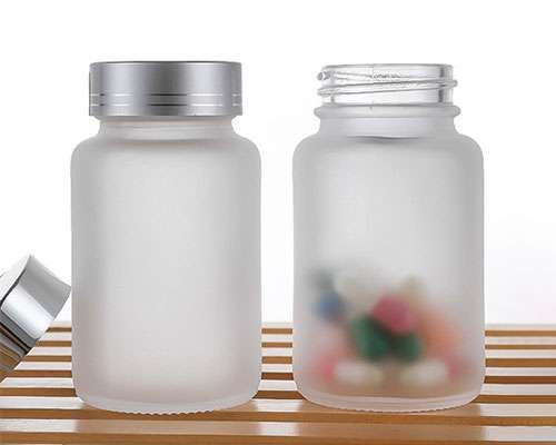 Frosted Glass Pill Bottles with Lids