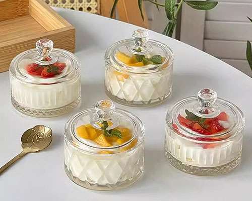 Pudding Glass Canisters With Glass Lids