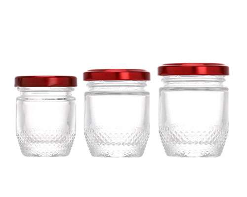 Small Empty Embossed Glass Food Jars with Lids