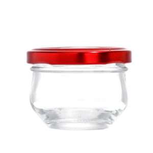 Wide Mouth Clear Glass Jar with Red Lid