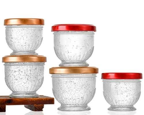 Wide Mouth Clear Small Glass Jars with Metal Lids