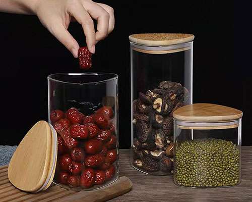 Borosilicate Glass Jar With Wooden Lid In Bulk