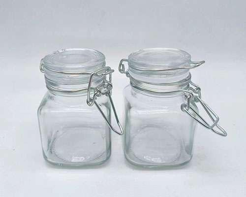 Clear SquareGlass Spice Jars With Glass Lids