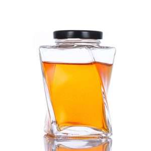 Twisted Square Glass Honey Jar
