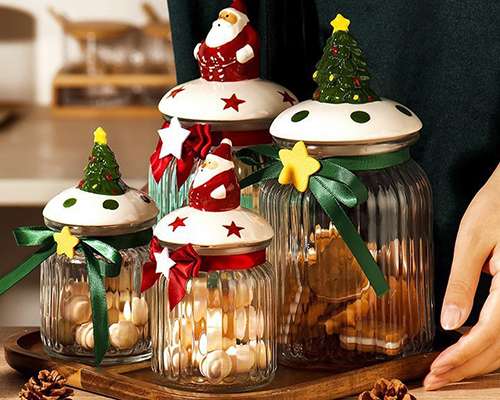 Christmas Glass Candy Jar