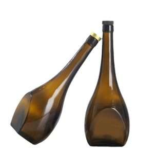 Cutting Glass Amber Wine Bottles